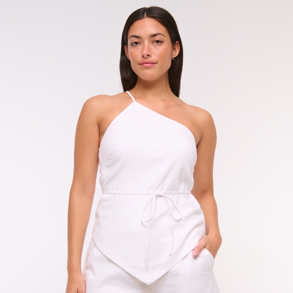 Abercrombie & Fitch White One-Shoulder Tank Top